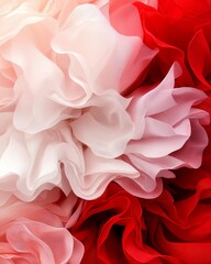 Naklejka premium Elegant Red Pink and White Ombre Ruffled Fabric Texture Background