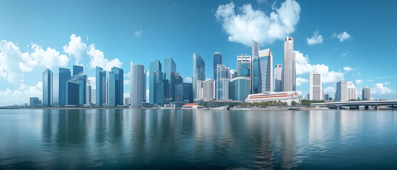Obraz premium City View Skyline Ultra-Wide Panoramic