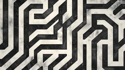 Abstract Black And White Geometric Pattern Artwork