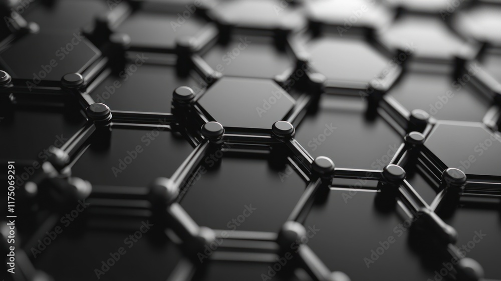Poster abstract black hexagon network structure design