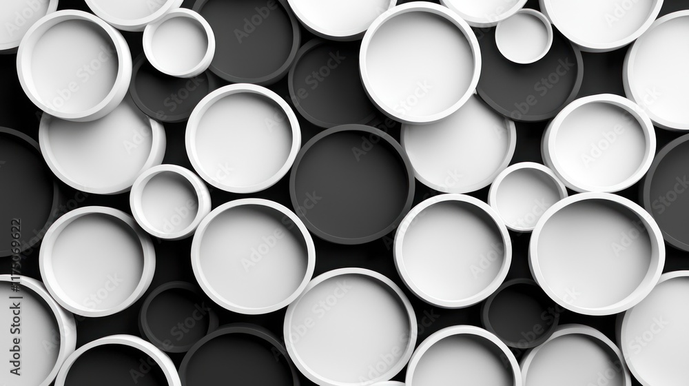 Poster overlapping circles in black and white abstract design