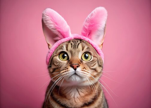 Pink cat with adorable bunny ears seeks forever home. Contact Domestic Animal Services. - Powered by Adobe