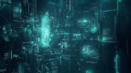 Obraz premium Abstract Futuristic Technological Data Network Interface