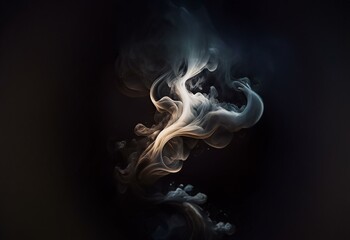 White and brown smoke swirl and dance against a dark background.