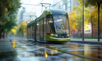 tram on an empty street
