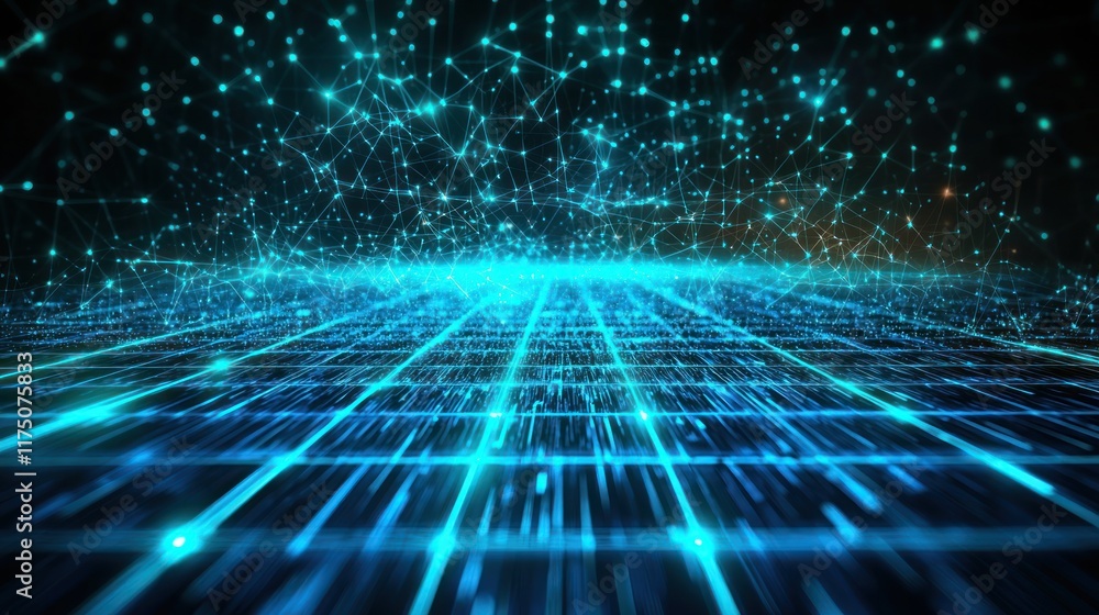 Poster abstract digital network data visualization