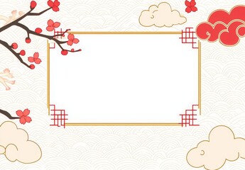 Elegant Japanese Style Background with Blank Frame