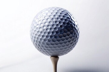 Pristine White Golf Ball on Tee - Close-up Studio Shot