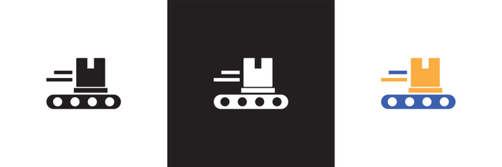 Package conveyor icon sign vector.  isolated on white and black background. vector illustration. EPS 10