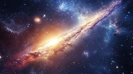 Fototapeta premium Radiant landscape with vibrant galaxy spreading across the universe 