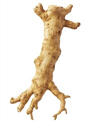 Ginseng root, isolated, studio shot, white background, herbal medicine.