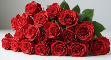 Obraz premium Romantic Red Roses Bouquet Valentine s Day Flowers Love Passion Wedding Anniversary Floral