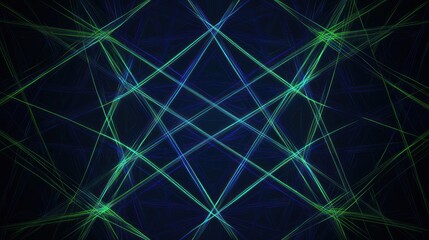 Fototapeta premium Abstract Green Blue Lines Intersect Forming Geometric Shapes