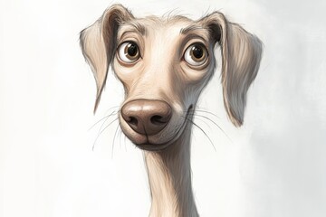 This elegant cartoon dog showcases expressive features and a unique stance, capturing both the charm and sophistication associated with refined canine companions.