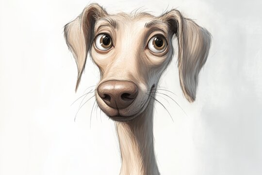 This elegant cartoon dog showcases expressive features and a unique stance, capturing both the charm and sophistication associated with refined canine companions.