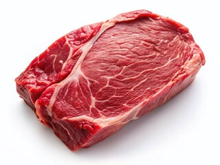 Raw Beef Tongue, Isolated on White Background - High-Resolution Aerial Stock Photo