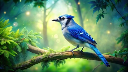 Obraz premium Majestic Coy Blue Jay Double Exposure - Nature Photography Stock Image