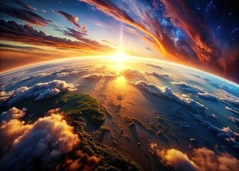 Majestic Sunrise Over Earth's Curve, Stunning Global Panorama