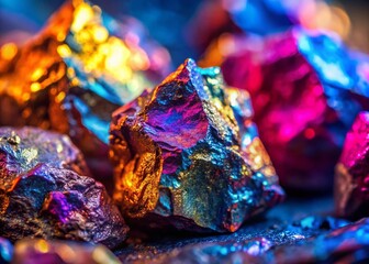 Fototapeta premium Raw Metallic Lithium Ore: Rugged Reflective Surface Texture Stock Photo