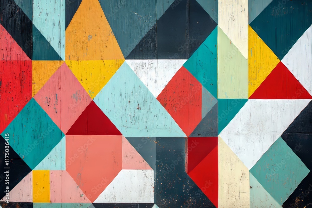 Poster vibrant abstract geometric design featuring dynamic shapes and bold colors for visual impact