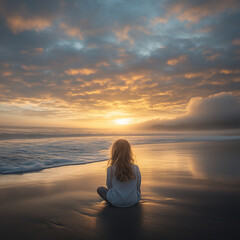 Fototapeta premium yoga on the beach at sunset