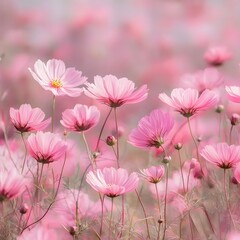 Photo of a Beautiful Pink Flower Field in Full Bloom