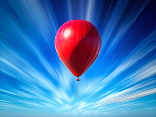 Fototapeta premium Red Balloon Ascending: Long Exposure Blue Sky Stock Photo