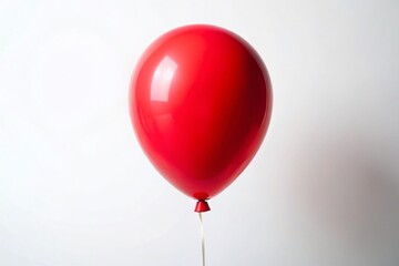 Red Balloon Silhouette on White Background - Festive Party Decoration Stock Photo