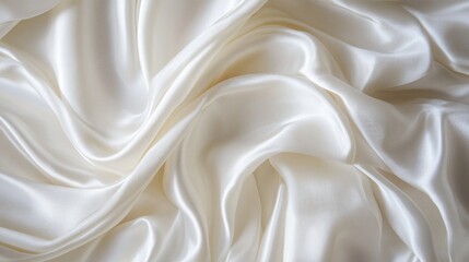 Fototapeta premium Abstract white satin drapery background featuring soft folds and a shiny, luxurious finish, ideal for wedding or celebration banner designs