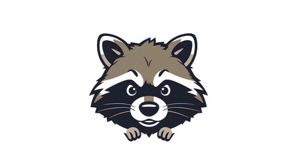 Cartoonish raccoon logo design on white background. Generative AI