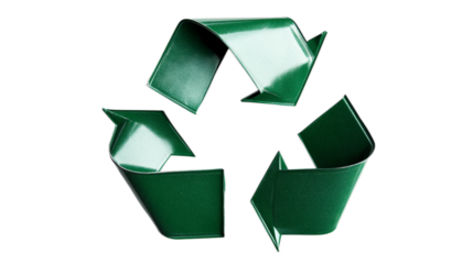 The recycling symbol is made in the form of three arrows forming a triangle on a transparent background.