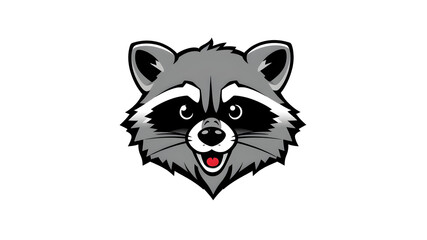 Cartoonish raccoon logo design on white background. Generative AI
