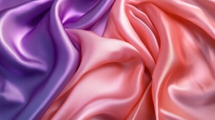 Beautiful pink and purple satin fabric background with soft, flowing folds and a shiny texture, perfect for Mother's Day or romantic web banners