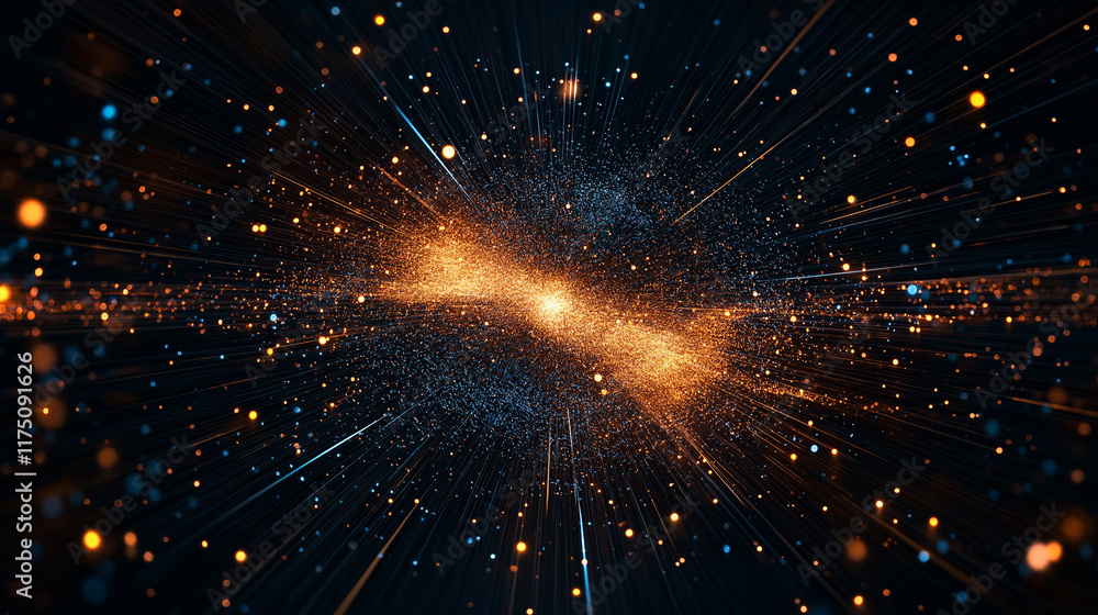Poster cosmic expanse: a mesmerizing abstract rendering of a cosmic explosion, with vibrant hues and intric