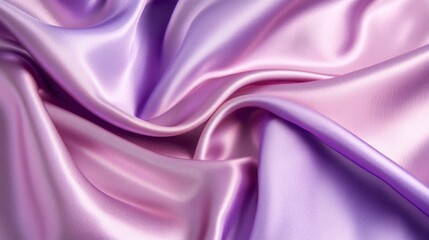 Obraz premium Beautiful pink and purple satin fabric background with soft folds and a shiny texture, creating a luxurious light purple design for web banners