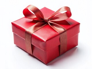 Fototapeta premium Red Gift Box Isolated on White Background - Perfect for Holiday or Birthday Packaging Design
