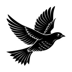 Obraz premium Elegant Black Silhouette of a Bird in Flight
