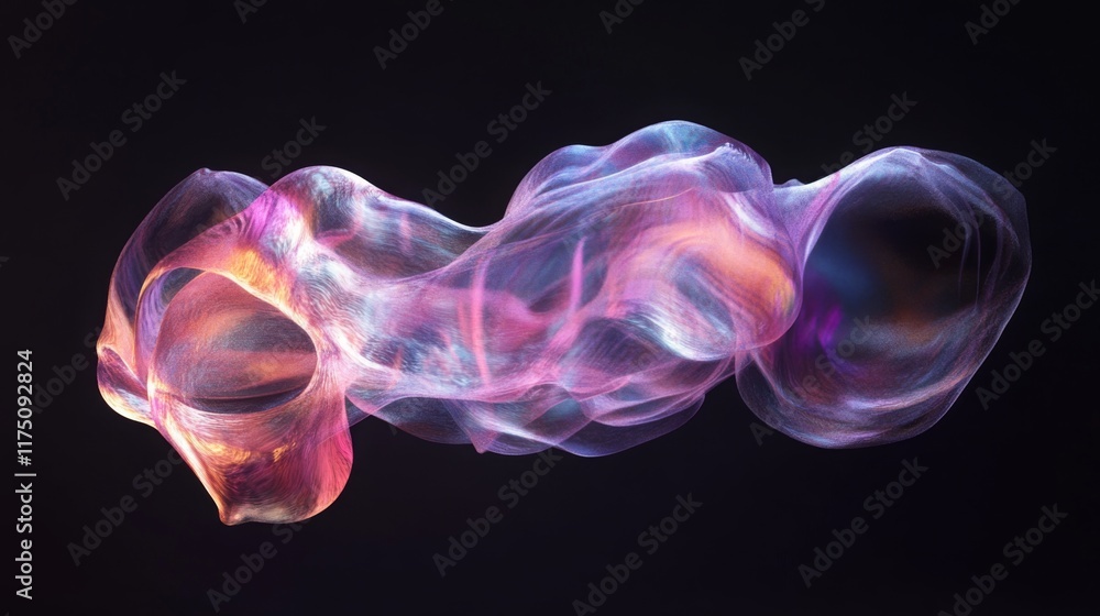 Wall mural macro glass 3d y2k render abstract bubble. transparent glassmorphism modern texture. holographic cur