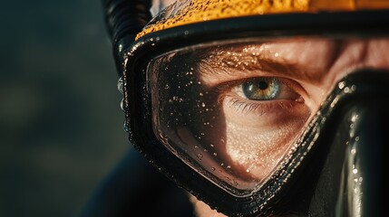 A Divers Eye Close Up Water Drops Mask