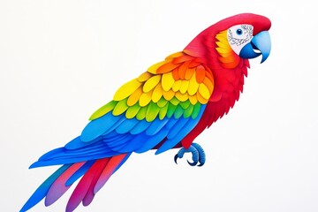 Fototapeta premium Colorful Scarlet Macaw Bird - Vibrant plumage, tropical bird, exotic feathers, detailed artwork, avian beauty.