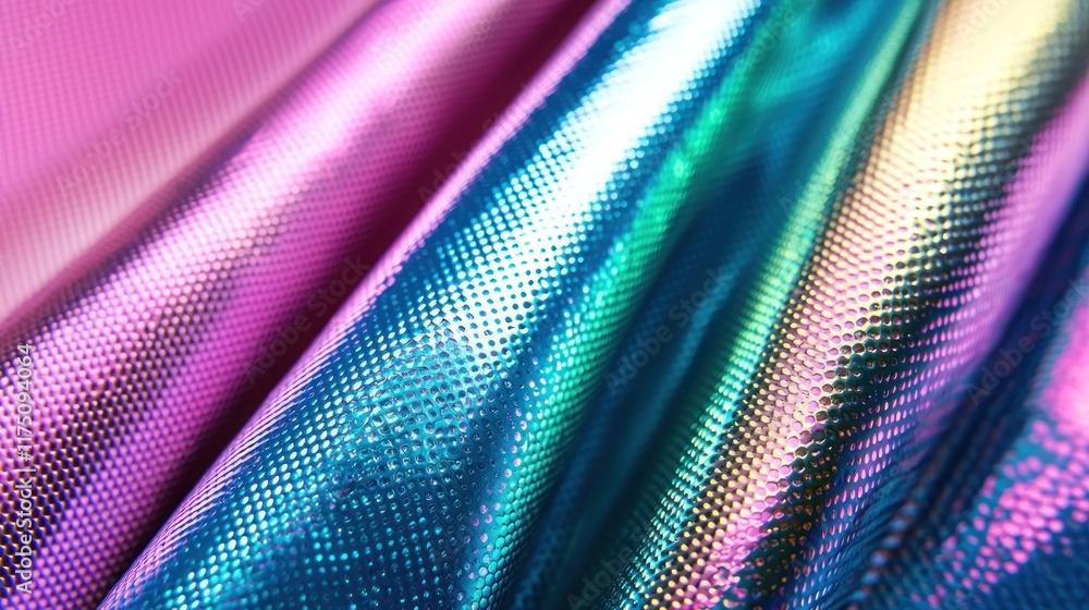 Poster Iridescent Fabric Rolls Displaying Textured Patterns