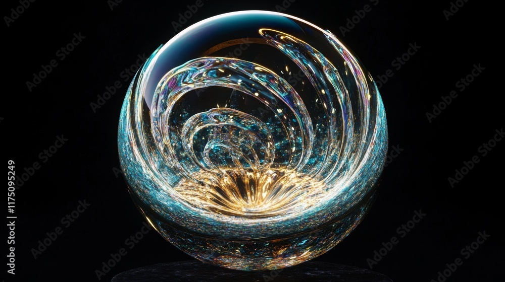 Wall mural macro glass 3d y2k render abstract bubble. transparent glassmorphism modern texture. holographic cur