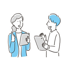 ミーティングをするビジネスパーソンのイラスト素材