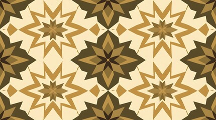 Abstract Geometric Pattern:  A seamless, captivating pattern of intricate geometric shapes in shades of brown and beige, creating a mesmerizing visual rhythm. Ideal for backgrounds, textiles.