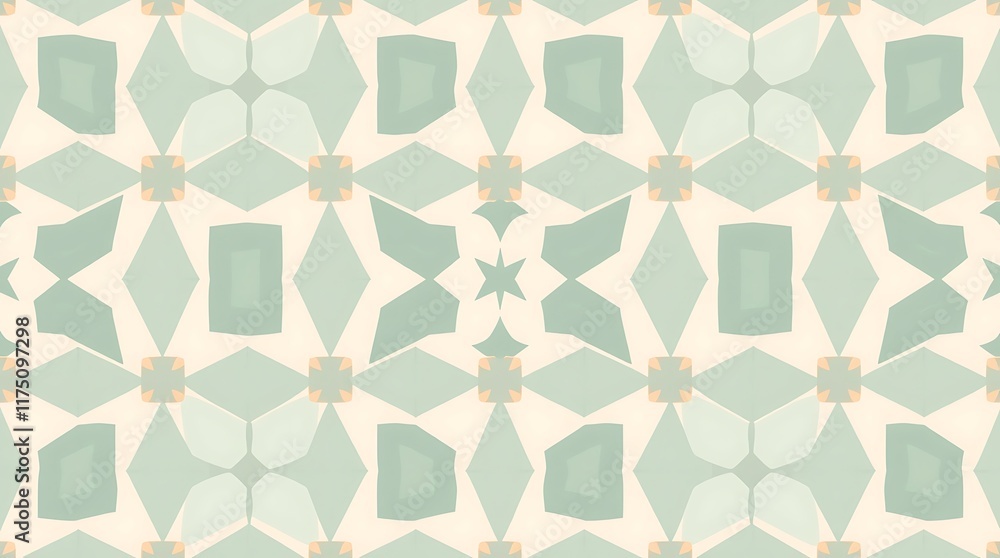 Poster serene geometric pattern: an intricate and mesmerizing pattern of geometric shapes in cool blue-gree