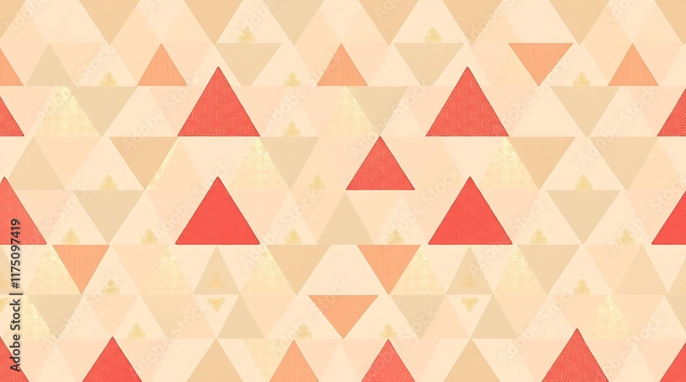 Aufkleber abstract geometric pattern: a seamless, repeating pattern of red and gold triangles, perfect for mod