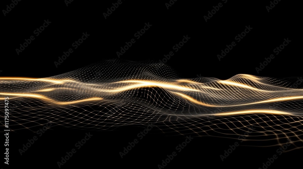 Poster A vibrant light streak speeding through a futuristic grid-like space, creating an illusion of rapid movement and light-speed travel through a digital landscape