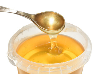 Abstract spot applied with blue acrylic paint, similar to a circle, on a white background.