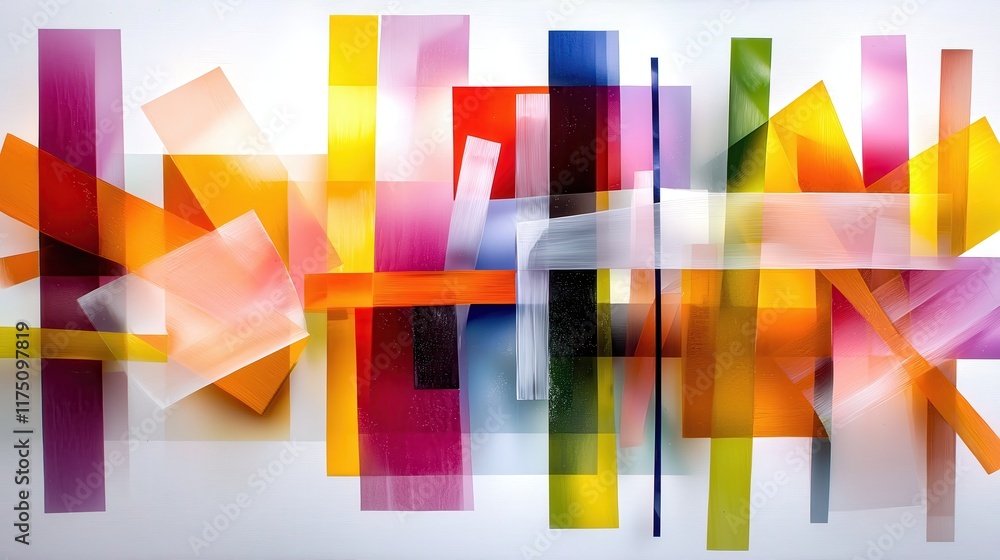 Poster abstract colorful shapes overlaid in bright dynamic composition