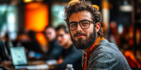 Fototapeta premium Independent Developer in Modern Workspace Fostering Innovation and Idea Validation